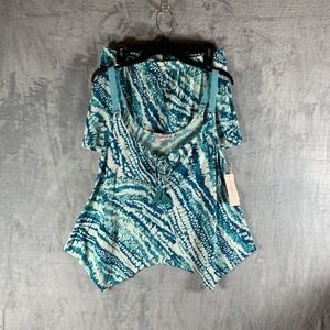 Linea Donatella Women's Pajama Set Tank Top Shorts M Blue Abstract PJs Sleepwear